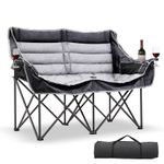 Folding Double Camping Seat Outdoor Sofa Chair 2 Seater With Cup Storage Pockets