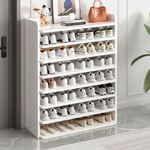 5-8 Tier White Wooden Hallway Shoe Rack Open Shelves Shoe Cabinet Storage Unit