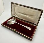 Rare Boxed Sterling Silver Sauce Ladle 1915 Martin Hall Sheffield Original Case