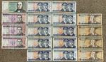Lithuania: 100 lat banknote, 3 x 20, 10 x 10, 4 x 1. LTL