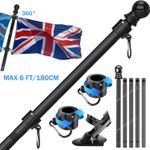 6FT Flag Pole Set 360° Tangle Free Wall Mounted Flagpole Advertising Flagpole