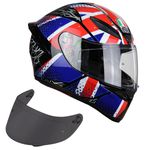 AGV K1-S Union Jack Red White Blue Motorcycle Helmet Free Dark Visor