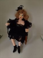 Dolls House Miniature Polymer Clay, Detta's Darling Dolls Hippy Burlesque Black