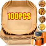 100Pack 7.9' Non Stick Air Fryer Liners Disposable Paper  For Roasting Baking UK