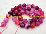 Natural 6/8/10/12/14mm Faceted Rose Striped Agate Round Gemstone Loose Beads 15"