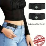 2X NO Bulge Hassle Buckle-Free Elastic Belts Womens Mens Invisible Belt Jeans