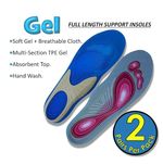2x PAIRS Soft Gel Full Length Insoles Walk Comfortably All Day Long UK 2.5 - 6.5