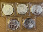 5x 1oz Royal Mint 2015 UK Britannias Silver coins .999 