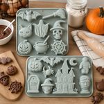 2pc Halloween Silicone Mould Pumpkin Ghost Skull Bat Chocolate Cake Baking Mold