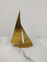 Vintage Brass Sail Boat Sculpture Nautical Ship 21cm Tall