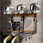 Wall Mounted Motorbike Helmet Holder Rack Gear Organizer Jacket Gloves Hook