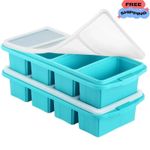 2 PCS Silicone Freezer Tray Ice Cube & Soup Mold with Lid
