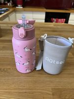 Autsel Kids Water Bottle with Straw Insulated Stainless Unicorn pink - 500ml