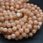 Sunstone in Peach Moonstone Round Beads - 4mm 6mm 8mm Sizes -15'', for Jewellery
