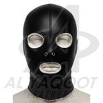 Leather Bondage Hood Mask Black Head Restraint Mask with Back Laces