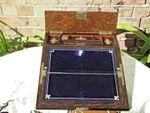 Burr Walnut Writing Slope with working Bramah style lock marked betjemann&sons 