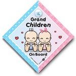  Grandchildren On Board Car Sign, Baby On Board Sign, Suction Cup Sign