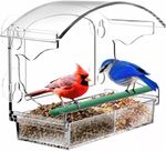 Acrylic Clear Window Bird Feeders 4 Strong Suction Cups and Detachable Seed Tray
