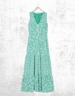 Womens Fat Face Sleeveless Mid Sleeveless Fril Green Paisley Jersey Maxi Dress