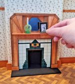 Dollhouse Art Deco Fireplace with Mantle, Mirror & Hearth. 12th Scale.
