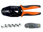 RF Coax Ratchet Crimper with Stripper + 10x Mini UHF Male connector RG58 LMR195