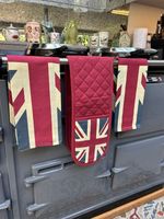 Union Jack Tea Towel & Double Oven Glove Set UK Flag Kitchen 100% Cotton Gift
