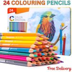 24 Premium Professional Colouring Pencils Set Colours Artist Therapy Kids Adults