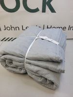 John Lewis ANYDAY Chambray Stripe Reversible Quilted Bedspread Grey Blue
