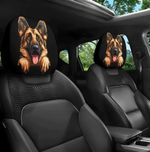 PAIR OF  CAR HEAD REST COVERS  WITH GERMAN SHEPHERD DOG ALSATIAN  ALSATION