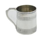 George III Sterling Silver Lined Pattern Christening Mug Antique 1800 London