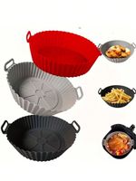 2pcs Silicone Air Fryer Liner, Non-Stick Reusable Air Fryer Basket Mat, Easy Cle