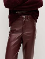 Marks & Spencer Womens Straight Trousers in Dark Claret - M&S