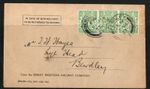 Great Western Railway 1923 Envelope 3 KGV 1/2d stamps  'GWR' Perfins Bewdley PMK