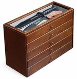 Knife Display Case 32+ Wood Walnut EDC Pocket Knives Watch Organizer Storage Box