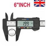 6'' LCD Digital Vernier Caliper Black Micrometer Measure Tool Gauge Ruler 150mm
