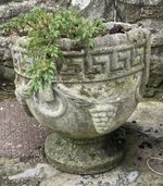 Pair Vintage Stone Planters Beautifully Weathered