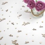 Wedding Table Decorations | Rustic Small Wooden Hearts & Worded Love Confetti