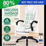 ELFORDSON Office Chair 8 Massage Point Heated Executive Recliner Footrest Gaming