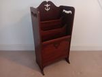 Antique Wooden Arts & Crafts Oak Magazine Rack Newspaper Display Holder c1930