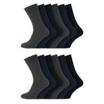 6 & 12 Pairs Men's 100% Cotton Crew Socks, Soft Top Comfortable Wear UK 6–11