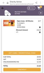 Gravity Active - 3 X Open JUMP Tickets (Mon-Fri) Total RRP GBP 51