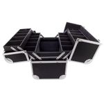 Hard Aluminium Black ToolBox Fishing Tackle Bait Box Fold out Trays Case Storage