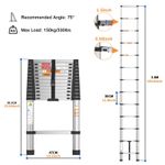 3.8m Stainless Steel Telescopic Extendable ladder 150KG Capacity Light Weight UK