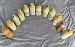 Old Antique Stoneware Ginger Ale Bottles Bar Decor Collection Vintage 1900s