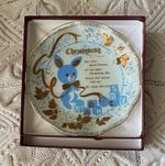 Boxed Boys Christening China Plate Bunny & Alphabet Blocks "Exclusive Gift"