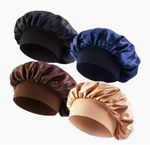 Reusable Satin Shower Cap Large Breathable 50-66cm Black Navy Coffee Khaki