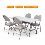 6FT CATERING CAMPING HEAVY DUTY FOLDING TRESTLE TABLE PICNIC BBQ PARTY CHAIRS