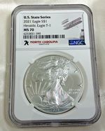 2021 $1 U.S. Coin American Silver Eagle NGC MS70 Uncirculated North Carolina