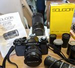 New listing . .read Description  . .Pentax MV 35mm .SLR   Camera. .with extras