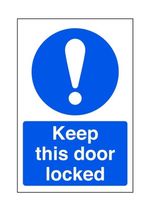 Keep this door locked - Fire safety signage, fire door signs PVC Sticker Dibond